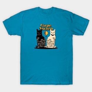 Carpe Noctem Black Cat in blue T-Shirt